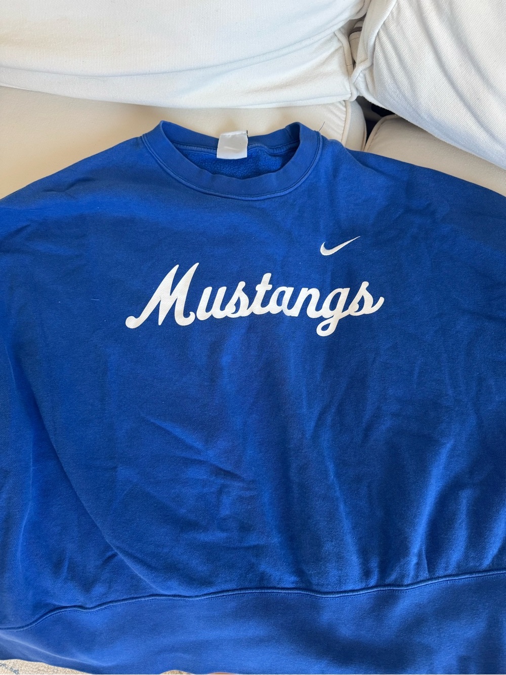 Nike Royal Blue SMU Mustangs Sweatshirt with White Script
